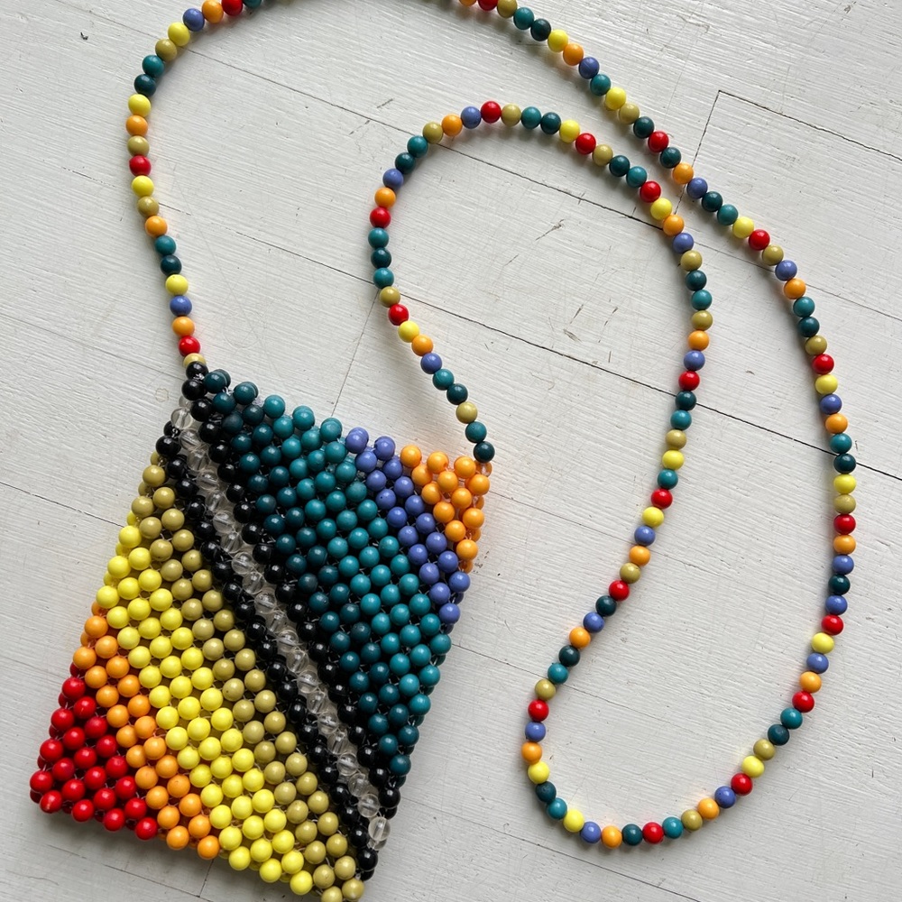 Crossbody rainbow bead purse
